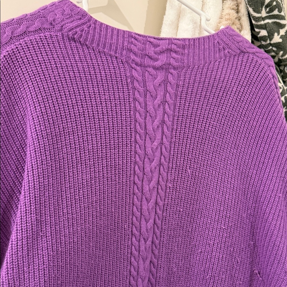 Talbots Vibrant Purple Cable Knit Sweater
